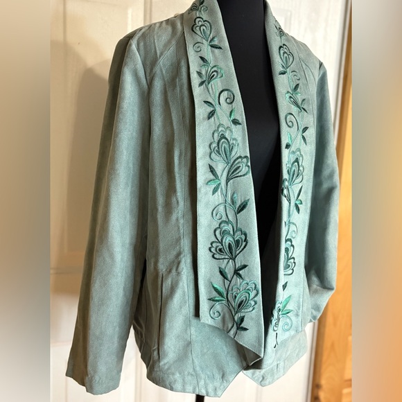 Draper’s & Damon’s Floral Embroidered suede feel Women's Blazer in Spruce M NWT - Picture 2 of 12